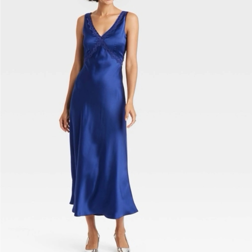 a new day Royal Blue Satin Maxi Slip Dress